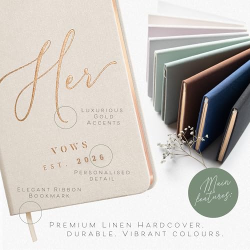 ARTESORI Custom 2026 Vow Books His & Hers - Ivory & Terracotta Linen Wedding Vow Books Ideal as Accessories for Brides & Grooms, His & Hers Gifts - Wedding Registry Must Haves 2026 & Elopement Essentials - Image 4