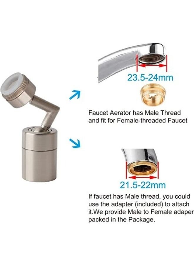 Kitchen Tap Head, Faucet Water Filters Nozzle 720° Rotatable Universal Splash Anti-Splash, Oxygen-Enriched Foam, Four-Layer Mesh, Leak-Proof with Double O-Ring