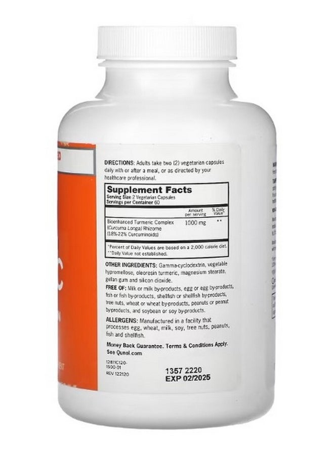 Qunol Turmeric Curcumin Complex Extra Strength 1000 mg 120 Vegetarian Capsules 500 mg per Capsule  - Image 2