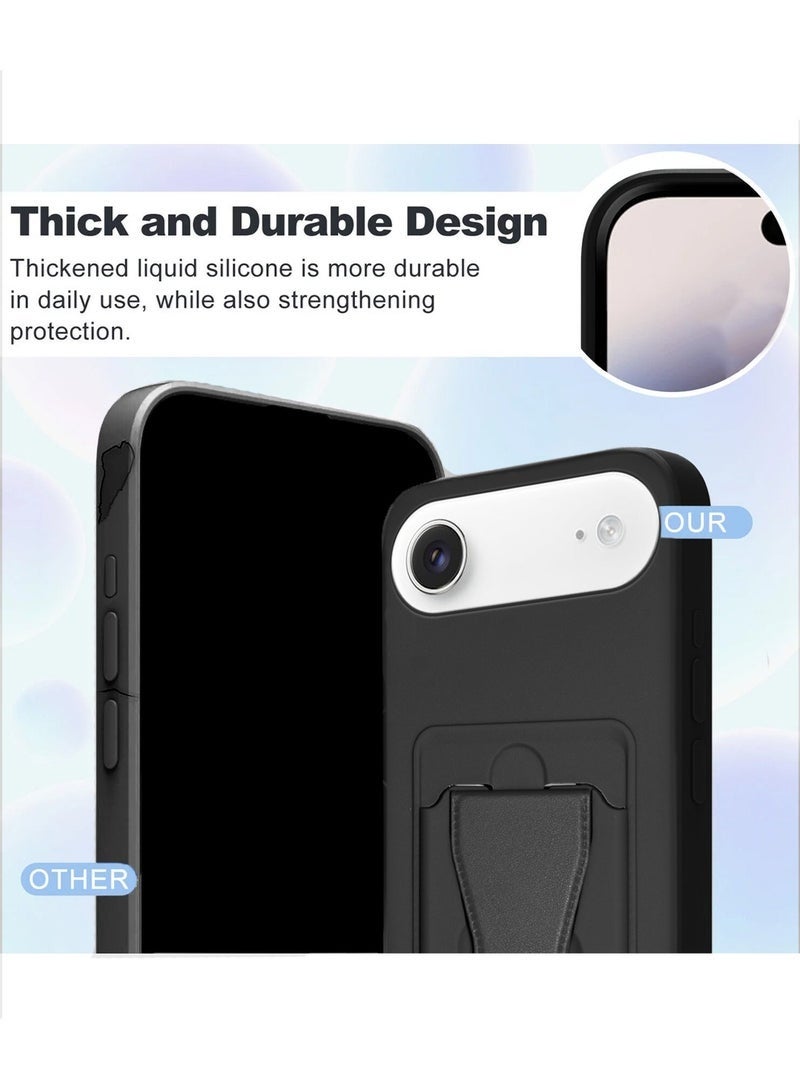 ELTRAZONE iPhone Air 5G 2025 Silicone TPU Card Holder Case | Shockproof Protective Phone Cover with Hand Grip Stand, Slim Wallet Back Pocket (MCHPSN) – Black - Image 2