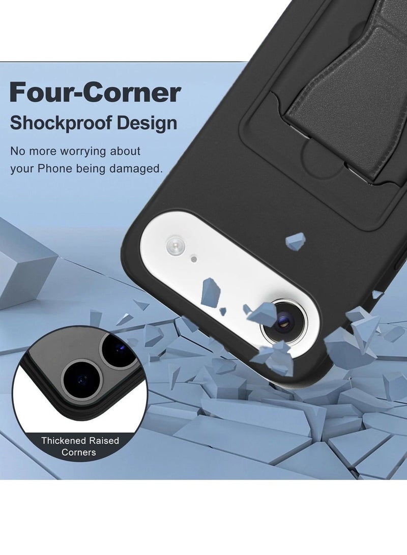ELTRAZONE iPhone Air 5G 2025 Silicone TPU Card Holder Case | Shockproof Protective Phone Cover with Hand Grip Stand, Slim Wallet Back Pocket (MCHPSN) – Black - Image 3