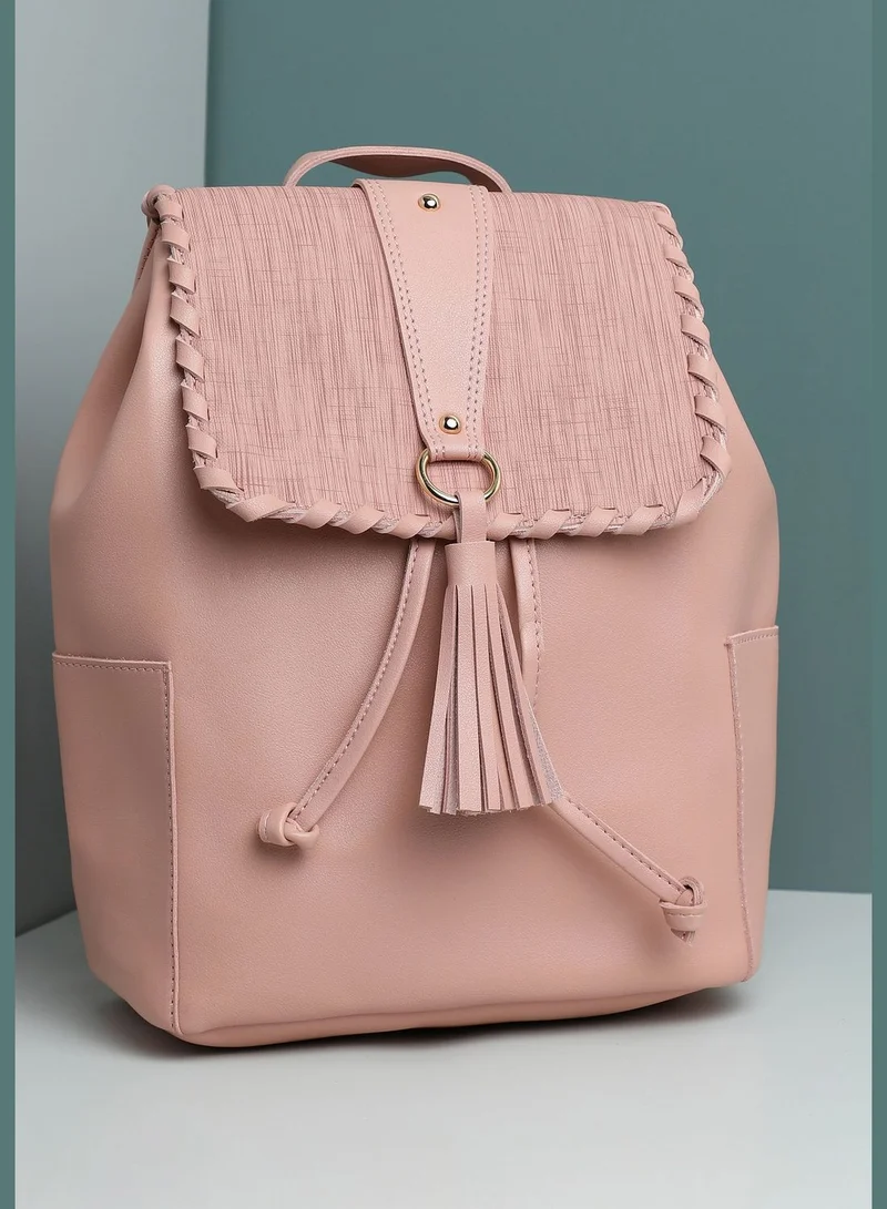 Haute Sauce Solid Casual PU Leather Regular Backpack with Magnet Lock For Women