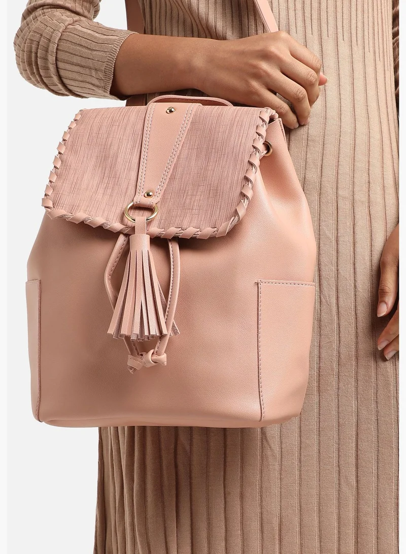 Haute Sauce Solid Casual PU Leather Regular Backpack with Magnet Lock For Women