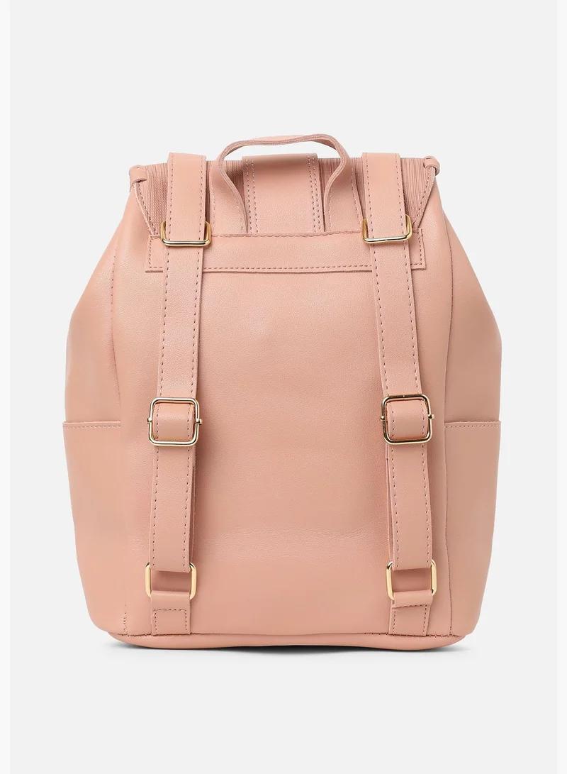 Haute Sauce Solid Casual PU Leather Regular Backpack with Magnet Lock For Women