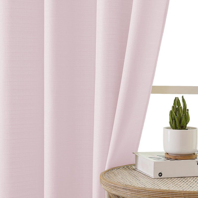 Chyhomenyc Blush Pink Curtains 30 Inch Length  Faux Linen Textured Small Cafe Curtains  Light Filtering Short Curtains For Bathroom Curtains Window  30X30 Inch  2Pcs - Image 4