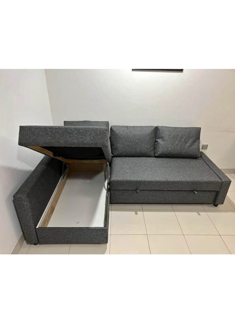 SILA - Convertible Sofa Cum Bed L-Shape Corner Sofa Plus Diwan Bed with Storage Box & Cushion for Living Room, Home, Office, Apartment, Studio Room Size 215x150x75 Centimeters - Image 1