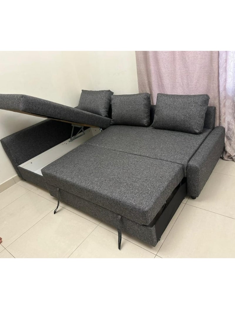 SILA - Convertible Sofa Cum Bed L-Shape Corner Sofa Plus Diwan Bed with Storage Box & Cushion for Living Room, Home, Office, Apartment, Studio Room Size 215x150x75 Centimeters - Image 1