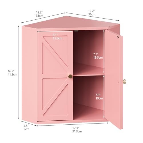Trironsun Corner Bread Box for Kitchen Counter Double Layer Bamboo Bread Storage Container Large Capacity Bread Storage Bin Farmhouse Breadbox Organizer (Pink) - Image 5
