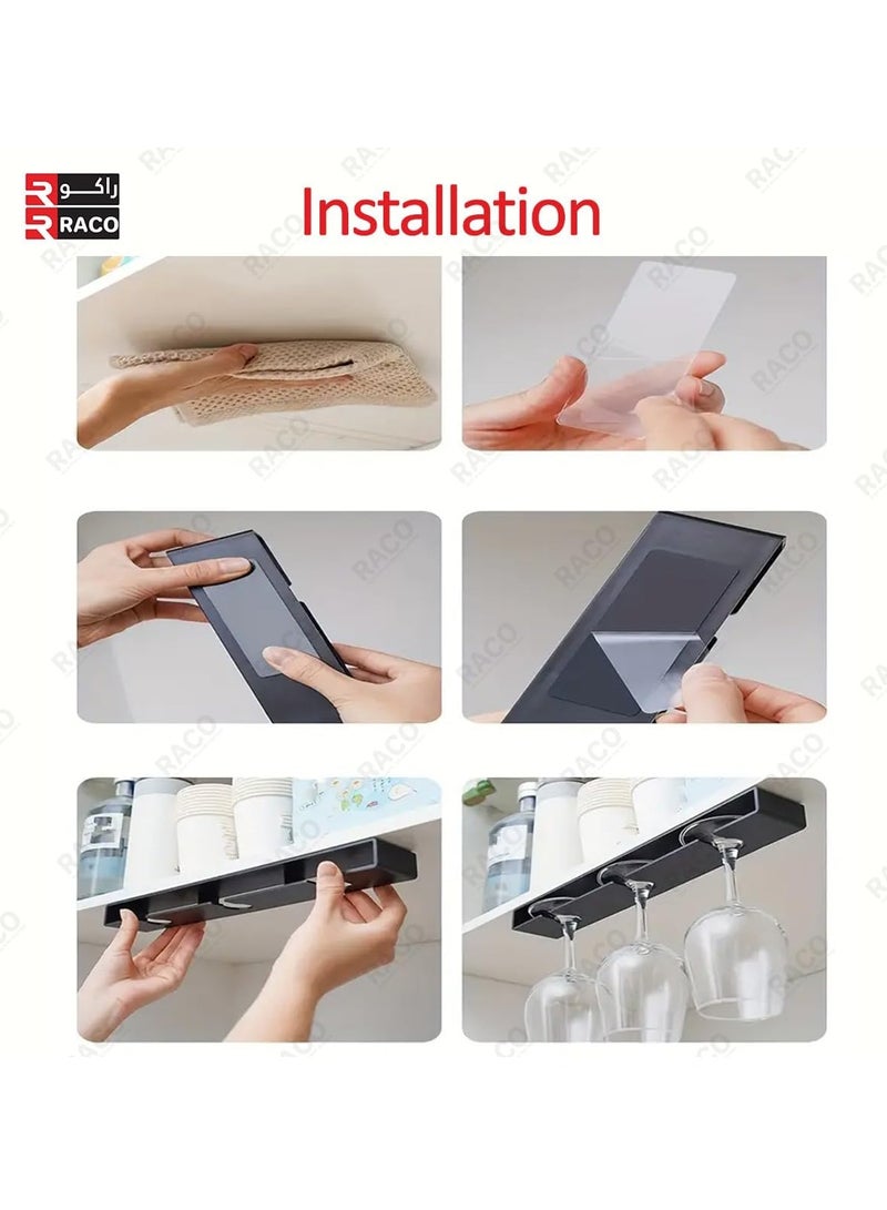 RACO Wine Glass Drain Hanger, Punching-free Space-Saving Goblets Drying Holder, For Kitchen, Bar and Restaurant, Home Organizers and Storage, Home Accessories - Image 3