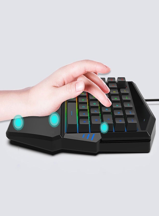 T-WOLF One Handed Gaming Keyboard T17 with Wrist Rest Colorful Backlit 35 Keys Portable Mini Ergonomic Mechanical Feel Gaming Keypad for PC Phone Laptop Desktop - Image 3