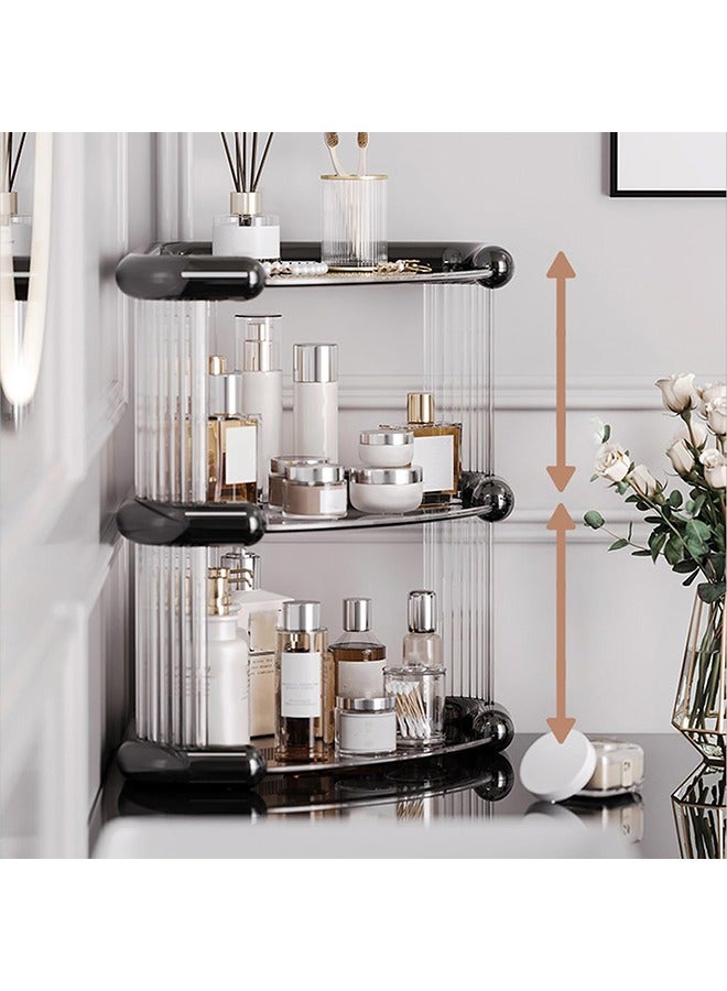XiuWoo 3-Tier Skincare Organizer Makeup Organizer Cosmetics Organizer and Storage Perfume Display Stand for Dresser Organizer Countertop 3 Tier Black Bathroom Skincare Organizers Makeup Storage Cosmetic Organizer - Image 2