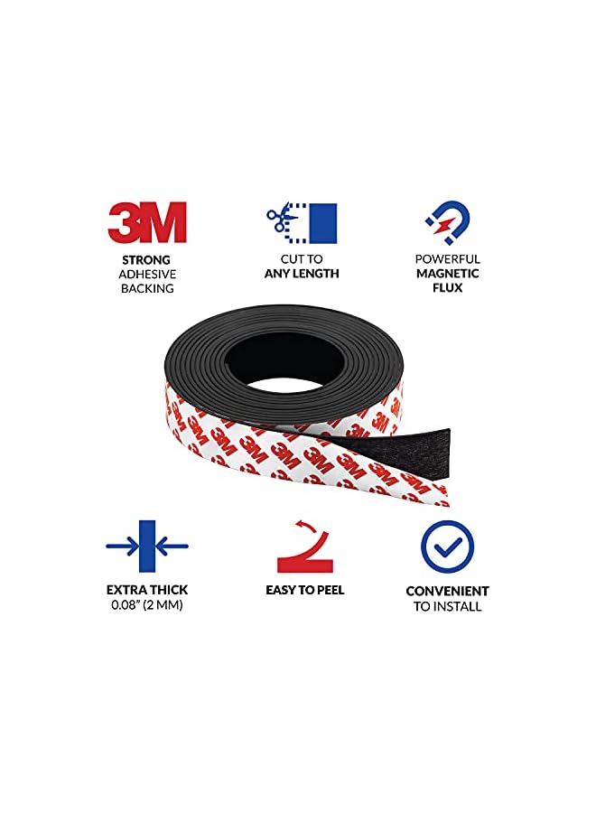 PROMASS promass Magnetic Tape, 12 Feet Magnet Tape Roll (1'' Wide x 12 ft Long), with 3M Strong Adhesive Backing. Perfect for DIY, Art Projects, whiteboards & Fridge Organization  - Image 4