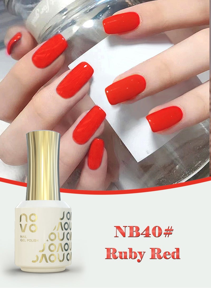 Novo Rubber Base Gel, 2 in 1 Gel Nail Polish Soak Off UV LED Nail Lamp, Nail Art Design for Women 12ml NB40# Ruby Red - Image 2