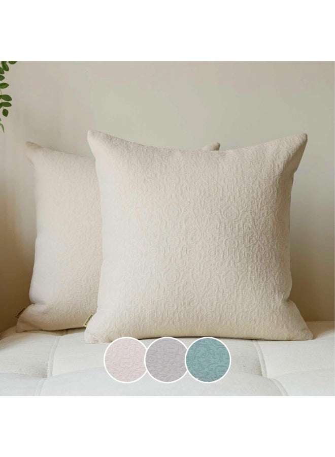 Home Care Cushion Cover Throw Pillow Covers 18×18 Inch Pack of 2 Chenille Raw White Decorative Throw Pillow Covers Soft Vintage Pillowcase classical and Luxurious for Sofa Living Room Bed - Image 1