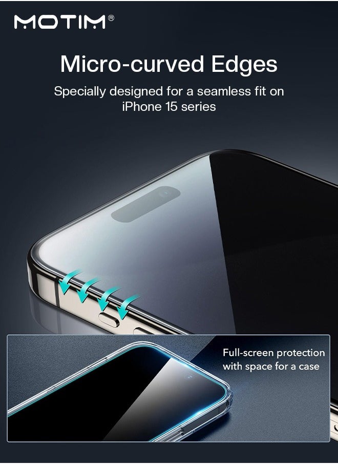 Motim 3 Pcs/Set iPhone 15 Pro Max Privacy Screen protector, 28° Anti-Spy Film Tempered Glass Screen Protector with Easy Installation Frame, Full Coverage, Anti-Drop And Anti-scratch  - Image 4