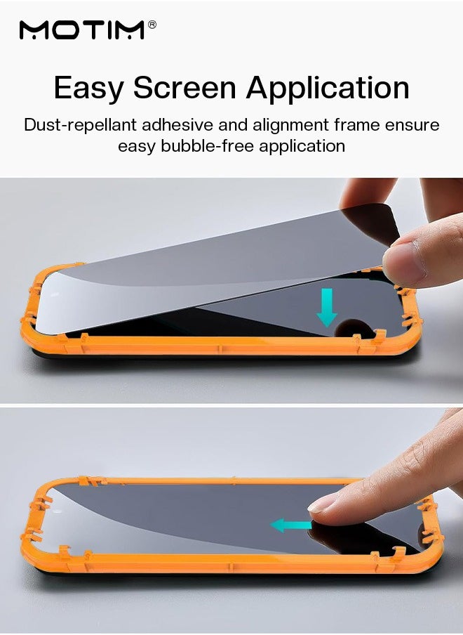Motim 3 Pcs/Set iPhone 15 Pro Max Privacy Screen protector, 28° Anti-Spy Film Tempered Glass Screen Protector with Easy Installation Frame, Full Coverage, Anti-Drop And Anti-scratch  - Image 2