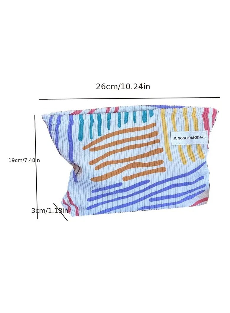 Goolsky Colorful Striped Pattern Makeup Pouch, Zipper Portable Cosmetic Bag, Toiletry Wash Bag - Image 3