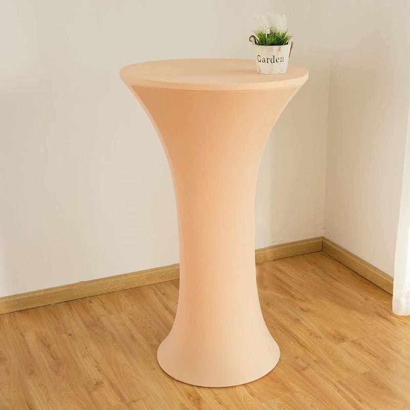 JISEN Cocktail Spandex Fitted Stretchable Elastic Tablecloth 24x43 Inch Champagne