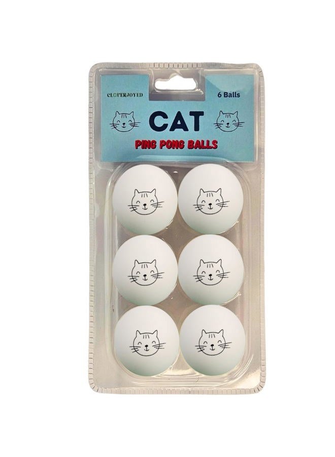 Cloverjoyed Cat Ball Toys - 6 Pack Ping Pong Balls for Cats, Cat Enrichment Toy, Cat Lovers Gift Ideas, Cat Ball Pits, Cat Mom, Bouncy Balls - Image 1