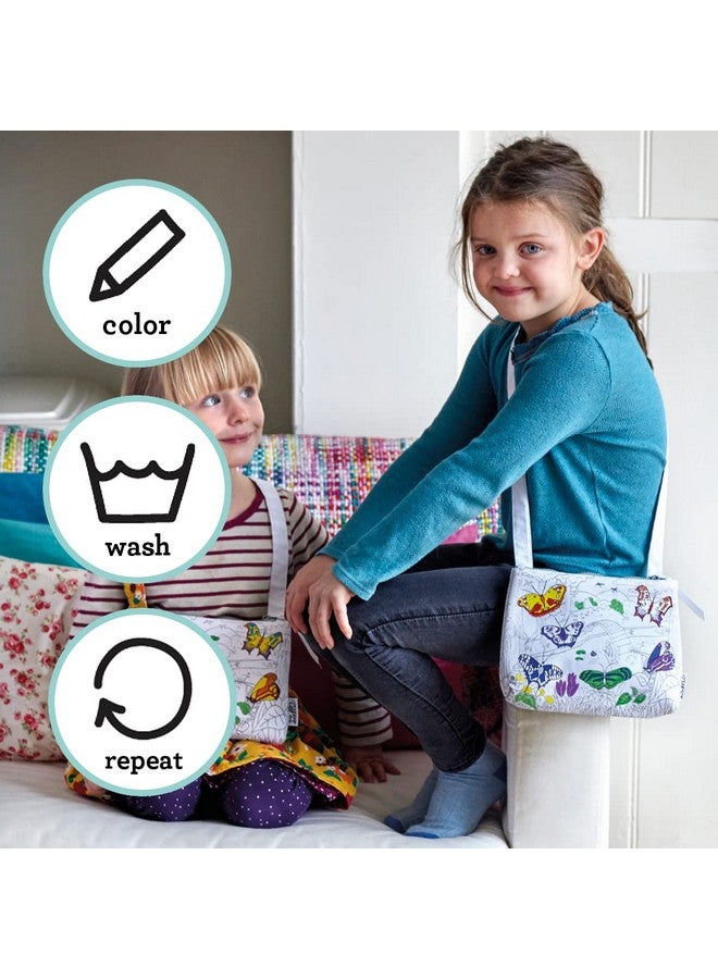 eatsleepdoodle eatsleepdoodle Butterfly Coloring Crossbody Bag for Kids - 8.5x7in Kids Coloring Crossbody Bag with 10pk Washable Markers - Image 5