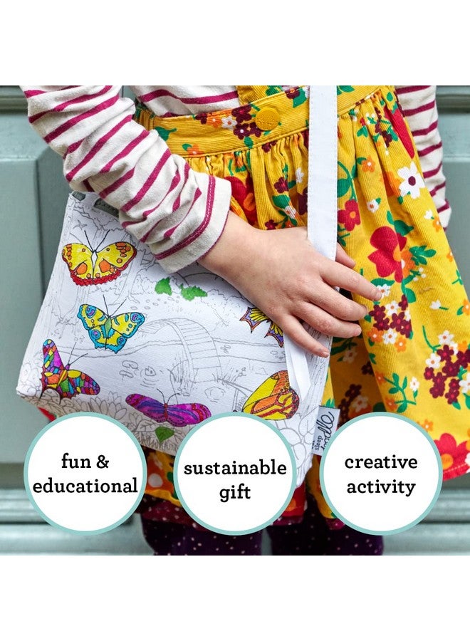 eatsleepdoodle eatsleepdoodle Butterfly Coloring Crossbody Bag for Kids - 8.5x7in Kids Coloring Crossbody Bag with 10pk Washable Markers - Image 3