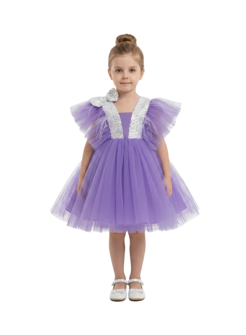 بيداني Girls Sequin Party Dress - Purple