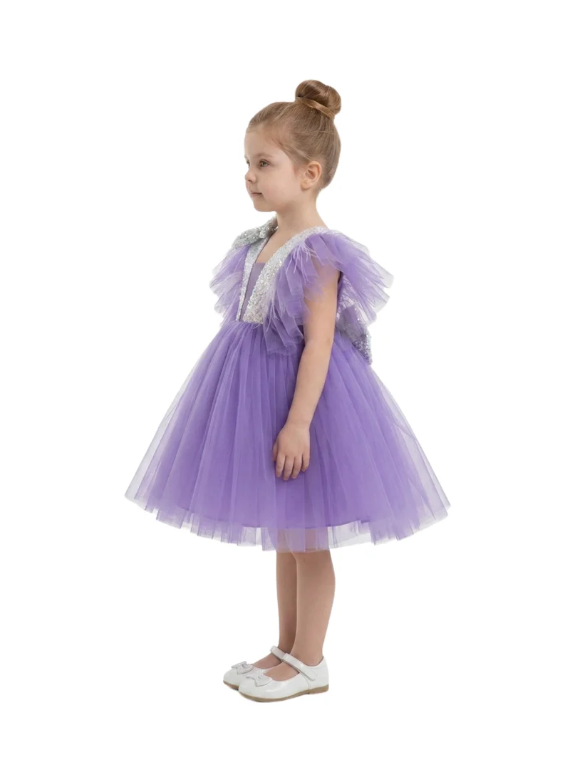 بيداني Girls Sequin Party Dress - Purple