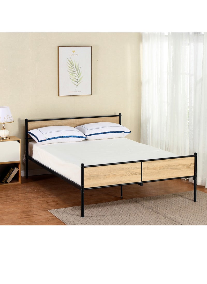 NZONE STORE Stylish metal bed with wooden accents - durability and elegance at the same time size 190-120 cm  - Image 2