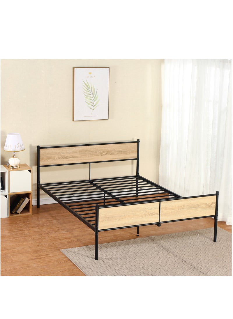 NZONE STORE Stylish metal bed with wooden accents - durability and elegance at the same time size 190-120 cm  - Image 1