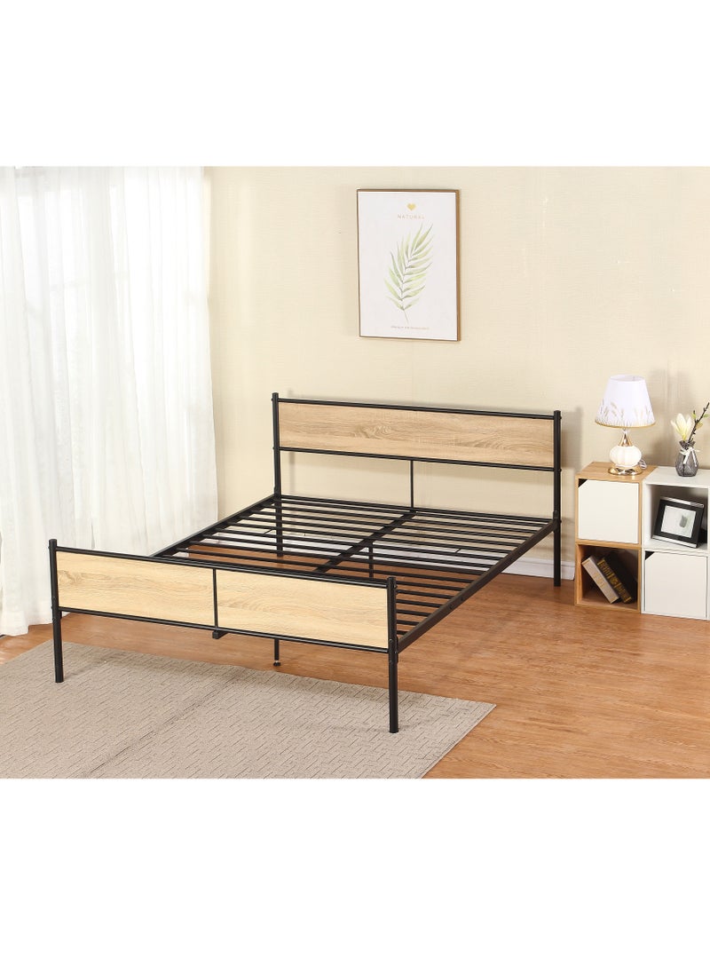 NZONE STORE Stylish metal bed with wooden accents - durability and elegance at the same time size 190-120 cm  - Image 4