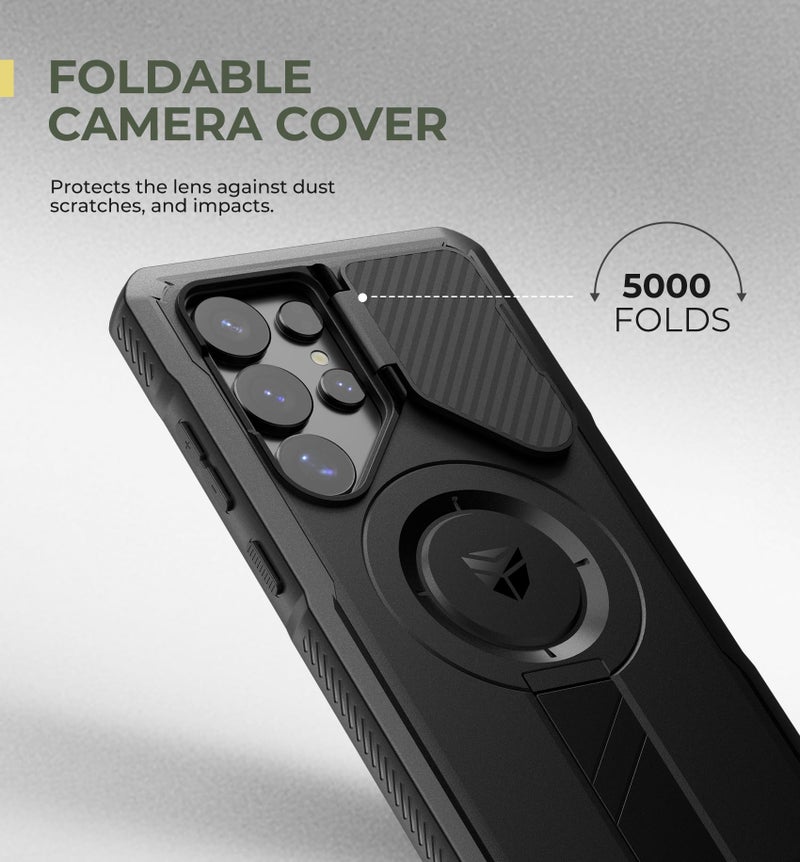 Dexnor for Samsung Galaxy S25 Ultra Case with Camera Cover & Adjustable Kickstand & Built-in Screen Protector, Magnetic Rugged Shockproof Bumper Cases Heavy-Duty Magnetic Protective Cover(2025),Black - Image 4