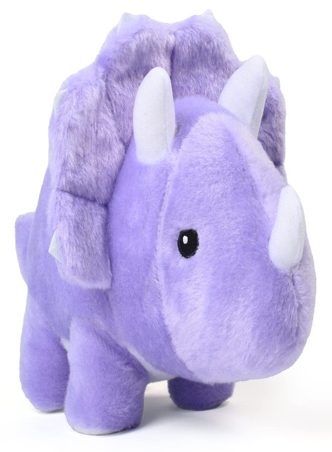 BenBen Dinosaur Stuffed Animal, 13” Dino Plush Toys, Cute Plushies Stuff for Kids, Triceratops, Purple, Baby Shower, Birthday, Easter Basket Stuffers - Image 1