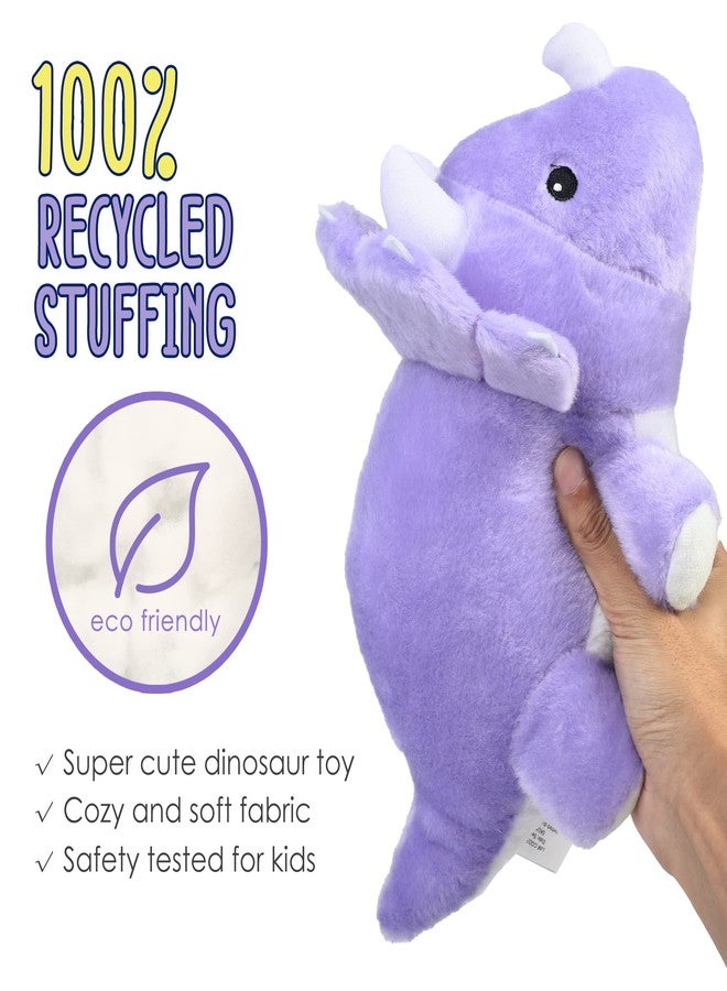 BenBen Dinosaur Stuffed Animal, 13” Dino Plush Toys, Cute Plushies Stuff for Kids, Triceratops, Purple, Baby Shower, Birthday, Easter Basket Stuffers - Image 3