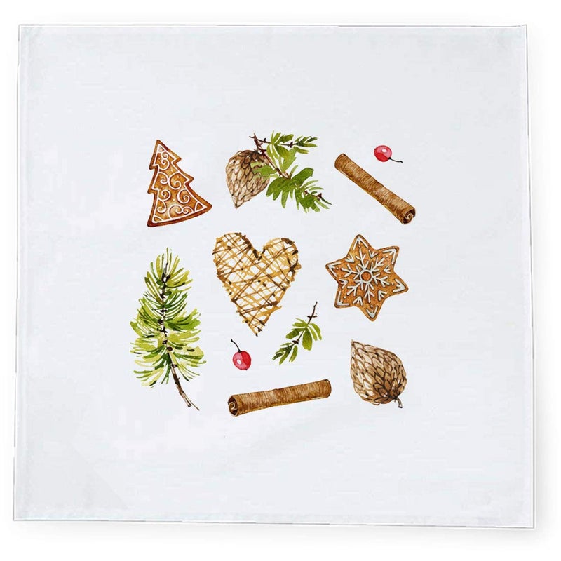 Khakee 6 Pcs Christmas Theme Tafta Silk Table Napkins 10x 10 for Xmas Decoration Christmas OrnamentsChristmas Gift npxmas70P - Image 2