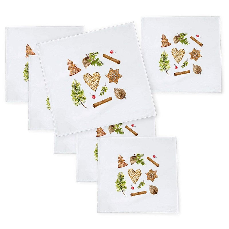 Khakee 6 Pcs Christmas Theme Tafta Silk Table Napkins 10x 10 for Xmas Decoration Christmas OrnamentsChristmas Gift npxmas70P - Image 1