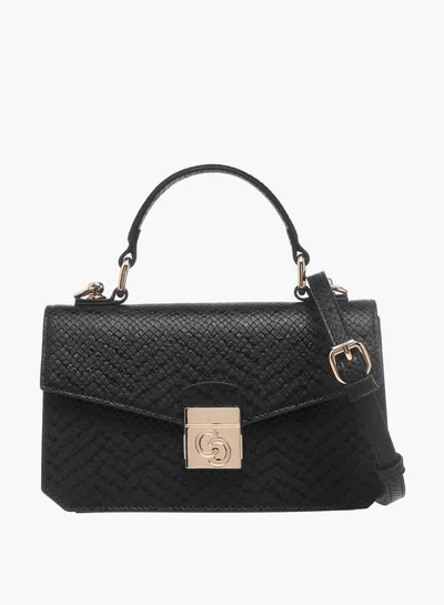 Celeste Womens Textured Satchel Bag With Flap Closure And Detachable Strap