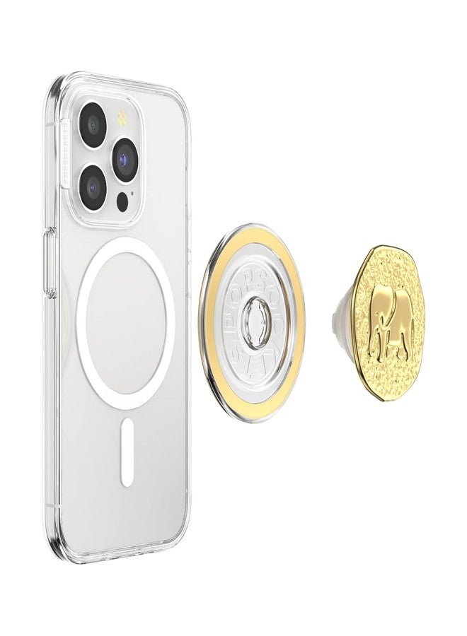 PopSockets Phone Grip for MagSafe with Kickstand, Magnetic Stand, Swappable Top, Secure Hold for iPhone MagSafe Cases, Phone & Tablet Grip - Enamel Elephant Token - Image 4