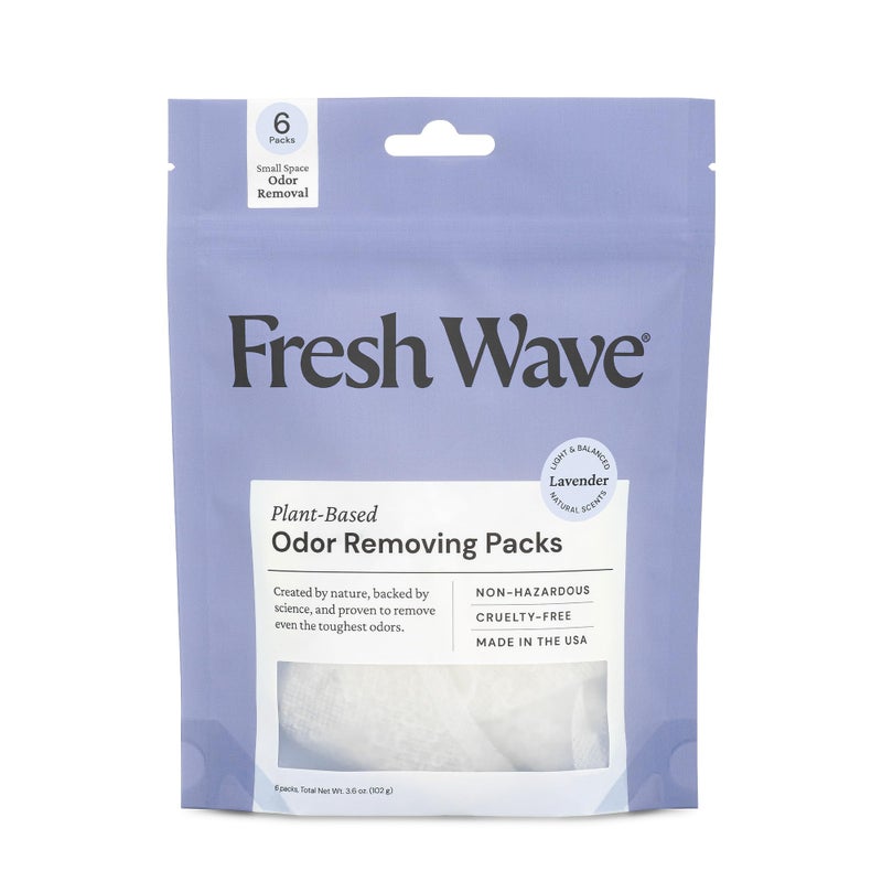 Fresh Wave Lavender Odor Eliminating & Deodorizing Packs | Bag of 6 | Safer Odor Relief for Small Spaces | Natural Plant-Based Odor Eliminator | Odor Absorbers for Home - Image 1
