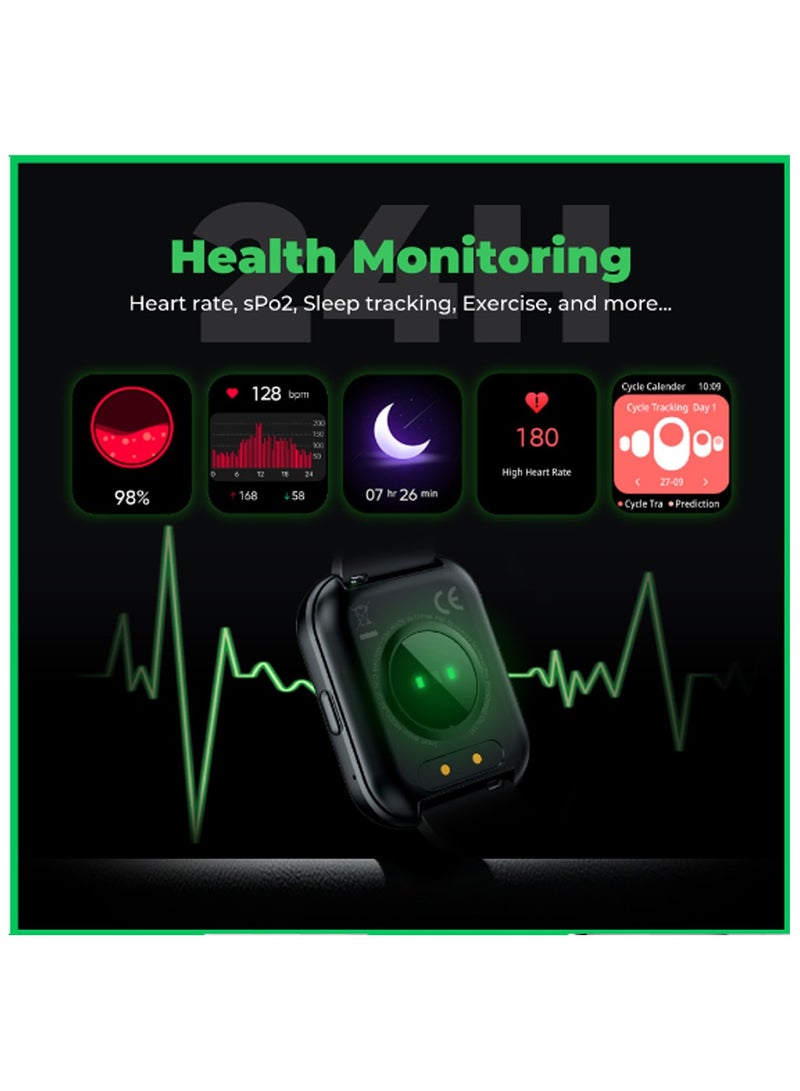 BLACK SHARK ساعة ذكية GT نيو بشاشة 2.02 بوصة، بطارية لمدة 7 أيام، أكثر من 100 وضع رياضي، مكالمات واضحة، مراقبة صحية على مدار 24 ساعة ومقاومة للماء IP68 - أسود - Image 4