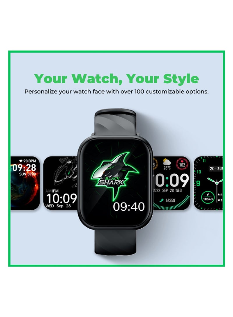 BLACK SHARK ساعة ذكية GT نيو بشاشة 2.02 بوصة، بطارية لمدة 7 أيام، أكثر من 100 وضع رياضي، مكالمات واضحة، مراقبة صحية على مدار 24 ساعة ومقاومة للماء IP68 - أسود - Image 5