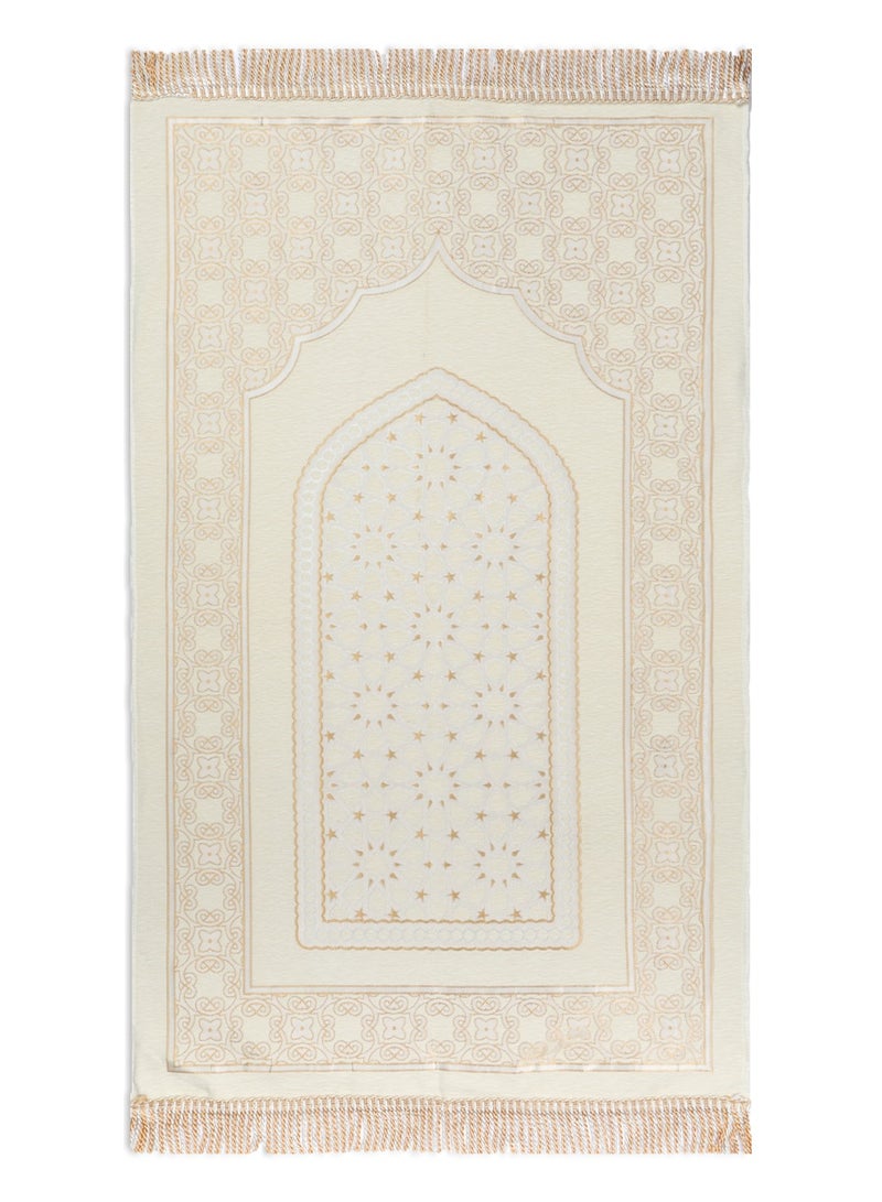 الحرائر  سجادة صلاة من نسيج الشانيل مبطنة عالية الجودة بتصاميم وزخارف هندسية إسلامية عصرية مقاس 120X70 سم - Image 1
