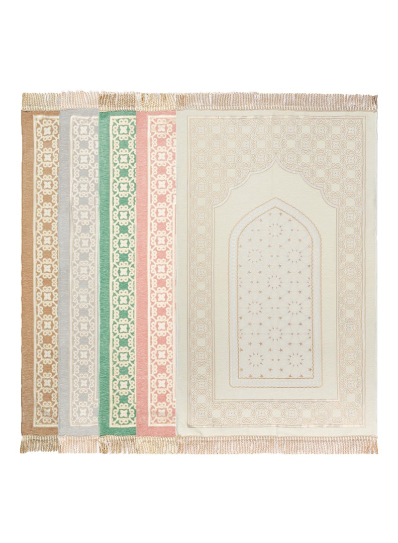 الحرائر  سجادة صلاة من نسيج الشانيل مبطنة عالية الجودة بتصاميم وزخارف هندسية إسلامية عصرية مقاس 120X70 سم - Image 3