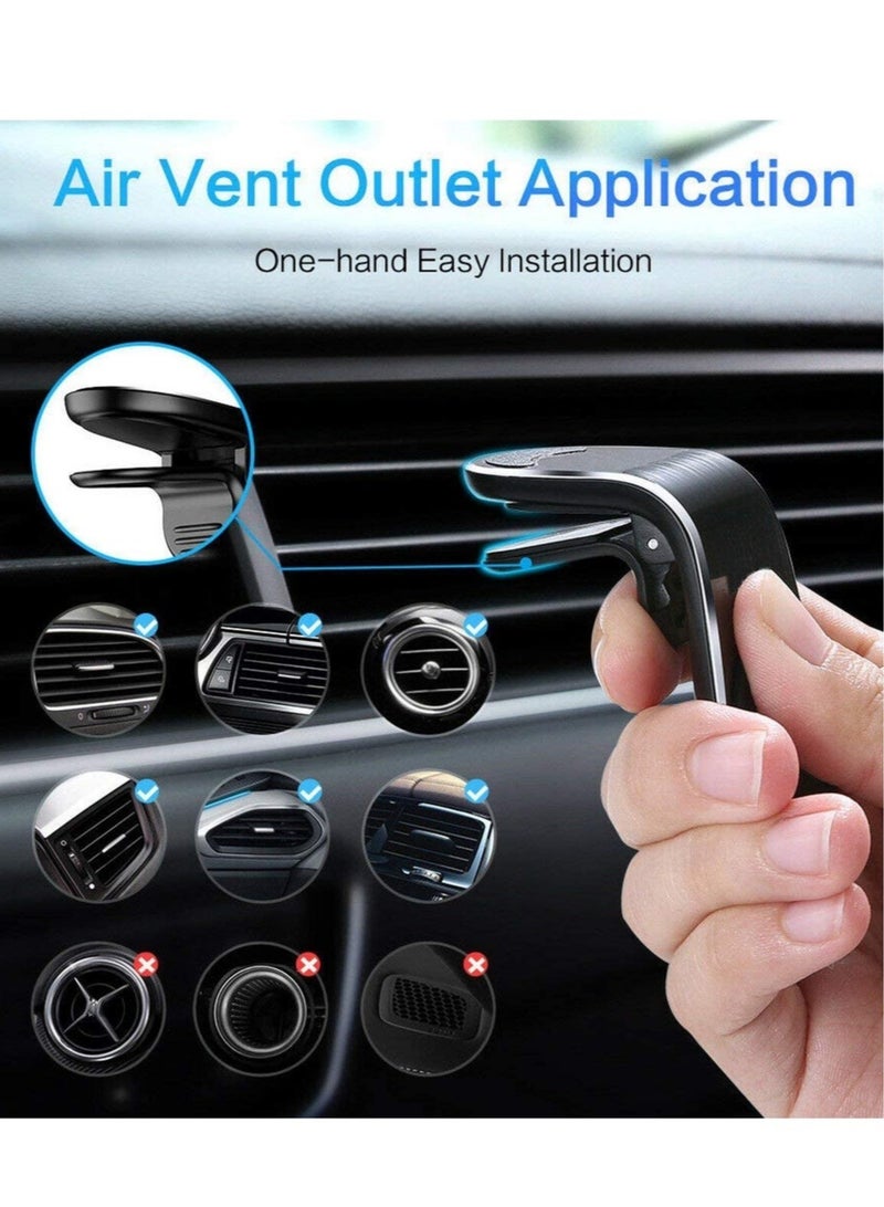 إلترازون Car Air Vent Mount Metal magnet bracket Holder Stand for iPhone Mobile Cell Phone GPS Navigator Holder(black) - Image 2