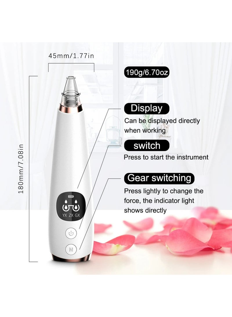 Blackhead Remover Vacuum, Blackhead Extractor Pore Vacuum Hot Compress, Electric Acne Comedone Whitehead Remover Tools - 3 Suction Power with LED Display, Rechargeable Pimple Popper Tool Kit - Image 5