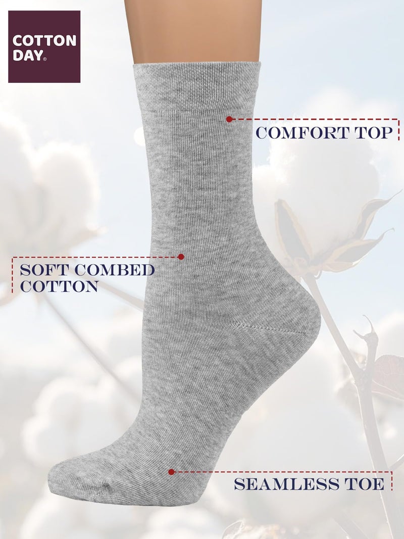 COTTON DAY Women's Soft Combed Cotton Dress Socks Seamless Toe (Lt.Gray 6-9) - Image 3