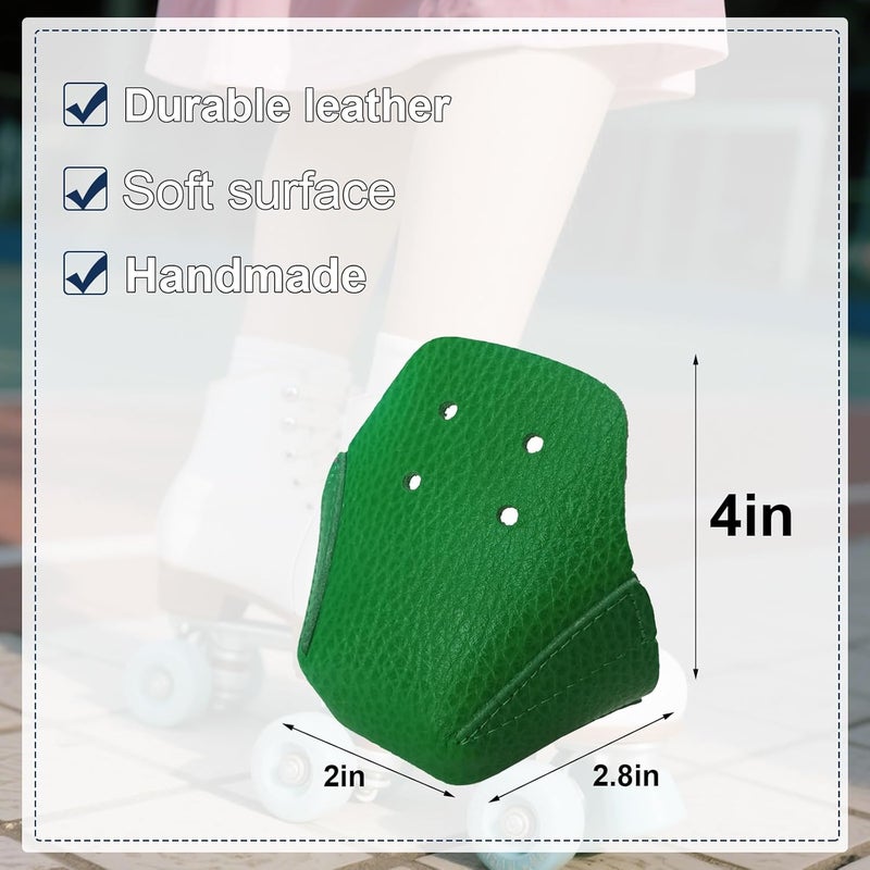 VKEDA Store 100% جلد بقري حقيقي | واقيات كعب الأصابع | ديربي التزلج السريع 1 زوج (أخضر) - Image 3