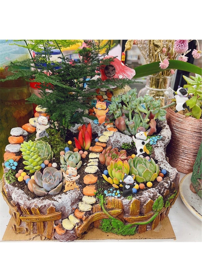 Y&D Miniature Cat Figurine 10 PCS Lovely Cheering Cats Figurines Crafts Collectible Ornament Cake Toppers for Home Garden Decor Supplies  - Image 2