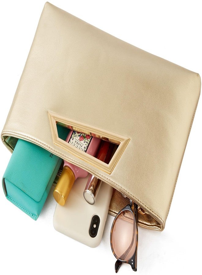 FanChris Evening Bag for Women Top-handle Clutch Purse Detachable Chain Crossbody Bag Party Wedding Handbag(light gold) - Image 2