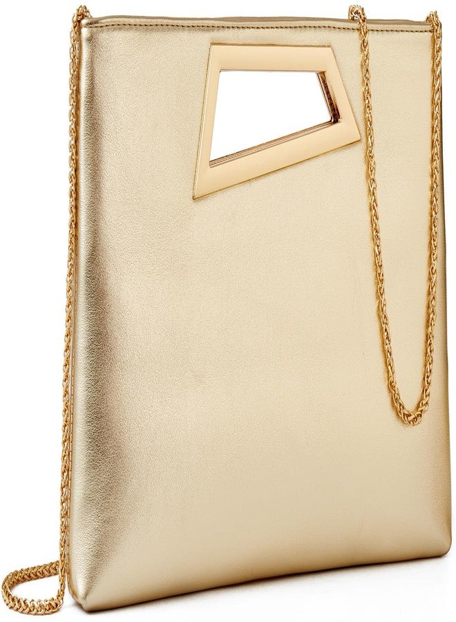 FanChris Evening Bag for Women Top-handle Clutch Purse Detachable Chain Crossbody Bag Party Wedding Handbag(light gold) - Image 3