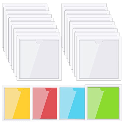 Chinco 30 Pack Self-Adhesive Index Card Pockets with Top Open for Loading - Ideal Index Card Holder for Organizing and Protecting - Crystal Clear Plastic (4.13 x 4.13 Inches) - Image 1